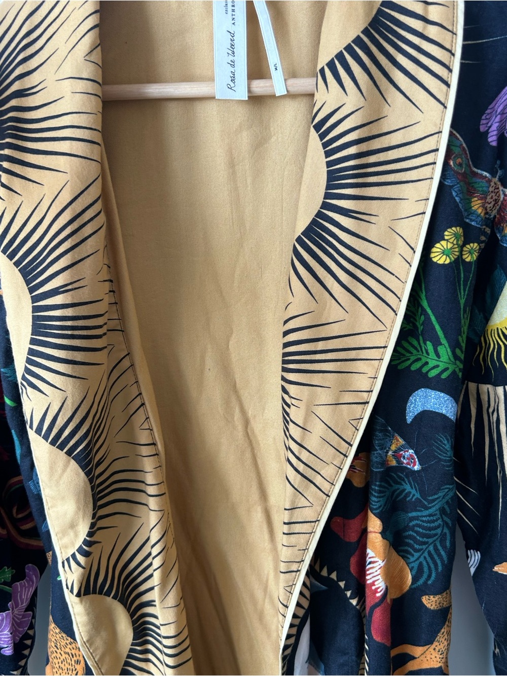 Anthropologie Black Sun & Botanical Print Robe - Picture 5 of 11